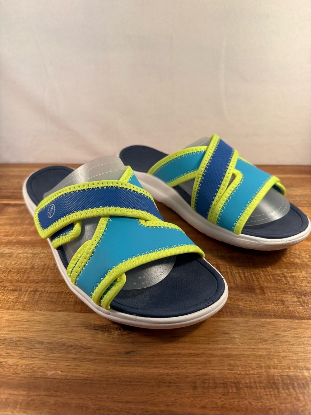 Lands End Slip-on Women's Water Sandals, Blue/Turquoise/Lime Green Size 9.5 NWT - Picture 11 of 11